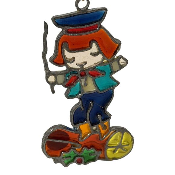 Vintage World Book Encyclopedia Stained Glass Sun Catcher Christmas Ornament - Picture 1 of 3